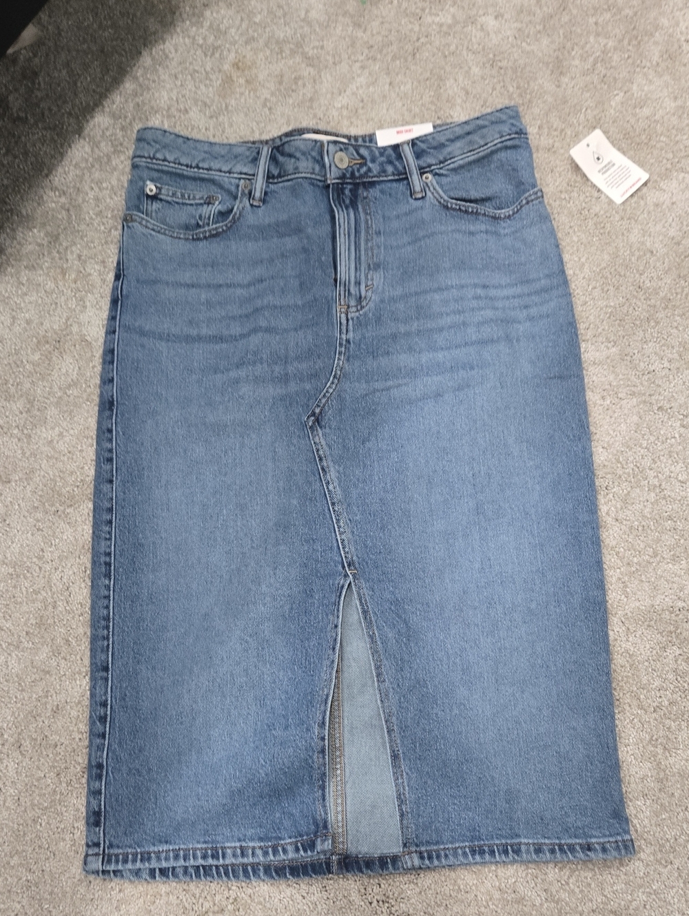 Lucky Brand Medium Blue Straight Leg Denim Skirt with Front Slit